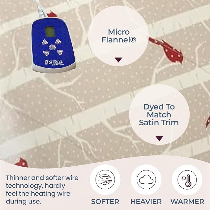 Thermee Micro Flannel Heated Blanket Twin Size - 10 Settings, Programmable, Rapid Heating, Luxuriously Soft - Birches
