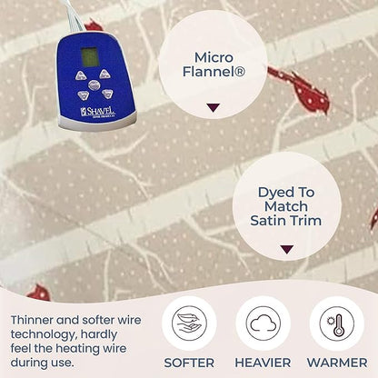 Thermee Micro Flannel Heated Blanket - Full Size, 10 Settings, Programmable, Rapid Heating, Luxuriously Soft - Birches