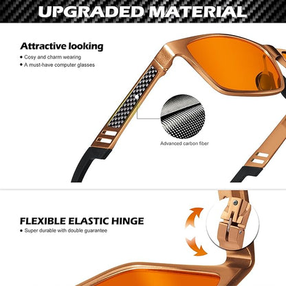 ANYLUV Gaming Glasses for Men Anti Blue Light Computer Glasses Rectangle Al-Mg Metal UV400 Mens Blue Light Filter Eyeglasses