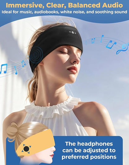 2PCS Sleeping Headphones, Headband Headphones with HD Stereo Speakers, Bluetooth Headband for Sports, Running, Workouts, Yoga, Travel, Gift - Black&Blue