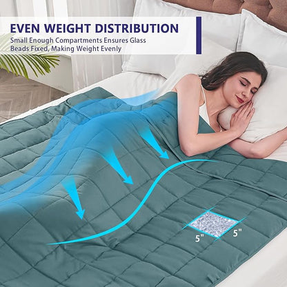 yescool King Size Weighted Blanket for Adults (20 lbs, 80” x 87”, Teal) Cooling Heavy Blanket for Sleeping Perfect for 190-210 lbs, Breathable Blanket for Adults & Couple All Season, Machine Washable