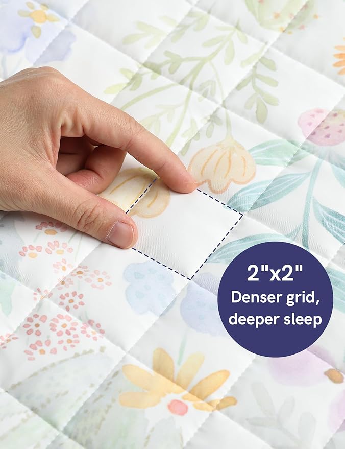 YnM 15lbs Weighted Blanket for Adults, Cooling Nylon/PE Heavy Bed Throw Blanket with Cooling Glass Beads for All Season Use, Ideal for ~140lbs (60x80 Inches, Queen, Jungle Bloom)