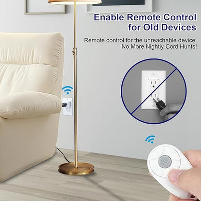 Greencycle Remote Control Outlet,Wireless Light Switch and 3 Outlet Plugs,Remote Outlets Switch,No Wiring Needed,500ft Range Coverage,15A/1500W for Lamps,Fans,TV,FCC Certified, White