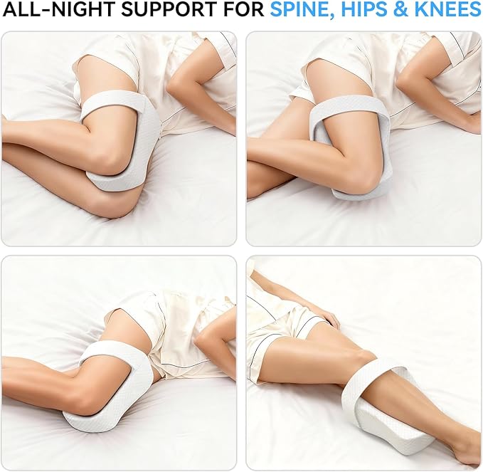 Knee Pillow for Side Sleepers, Memory Foam Leg Pillow for Side Sleeping, Between Legs Pillow for Relief Sciatica Hip Lower Back Pain, White