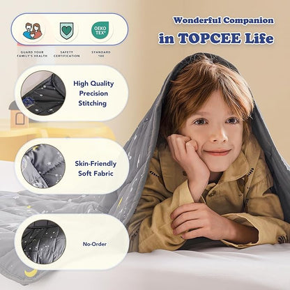 Topcee Weighted Blanket (3lbs 36"x48") Heavy Weighted Cooling Blanket for Sleeping Perfect for 40-60 lbs,Throw Size Breathable Blanket with Premium Glass Bead