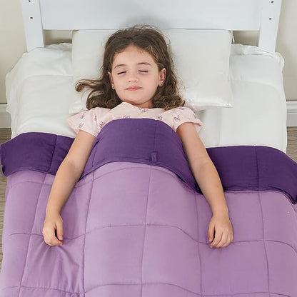 yescool Weighted Blanket (5 lbs, 36" x 48", Purple) Cooling Heavy Blanket for Children Aged 5 and Above, 40-60 lbs, Throw Size Breathable Blanket with Premium Glass Bead, Machine Washable