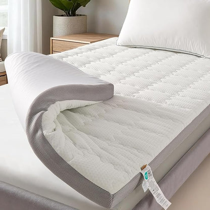 SAPHREAS Memory Foam Mattress Topper Twin Size, Back Pain & Pressure Relief, 3" Cooling Gel Memory Foam and 1" Soft Ventilated Mattress Pad Cover, 5-Zone Egg Crate Bed Topper