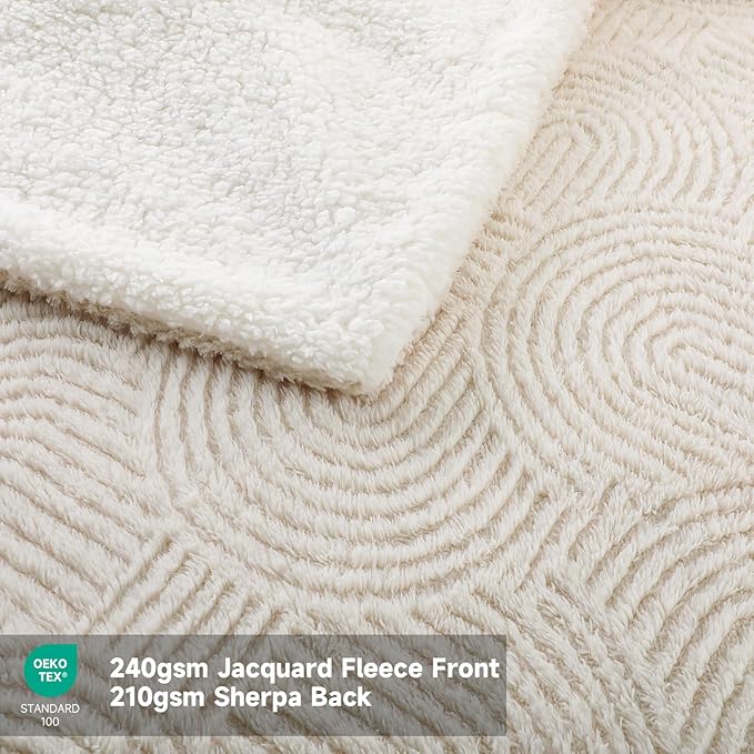 Heated Throw Blanket Electric - 50"x60" Cozy Soft Jacquard Heating Blanket with 4 Heat Levels & 4 Hours Auto-Off, Electric Throw with Overheating Protection, Warm Gifts, Cream