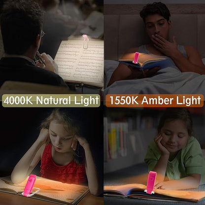BIGLIGHT Amber Book Reading Light, LED Clip on Book Lights, Reading Lights for Books in Bed, Small Book Light for Kids, USB Rechargeable, 2 Brightness Adjustable for Eye Protection, Red