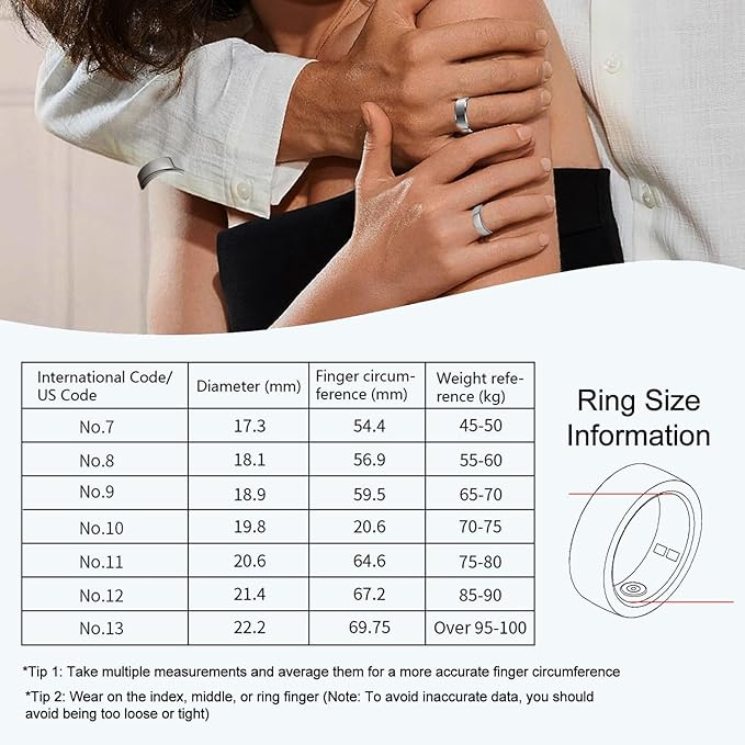 Smart Ring for Women Men,Fitness Tracker Ring with Heart Rate, Sleep Monitoring, Blood Oxygen, Step Counting for iOS and Android, No Subscription Fee, Waterproof(Black, 11)
