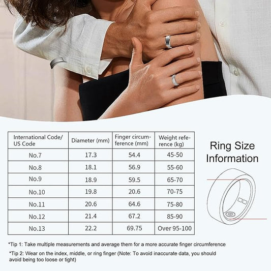 Smart Ring for Women Men,Fitness Tracker Ring with Heart Rate, Sleep Monitoring, Blood Oxygen, Step Counting for iOS and Android, No Subscription Fee, Waterproof(Silver, 8)