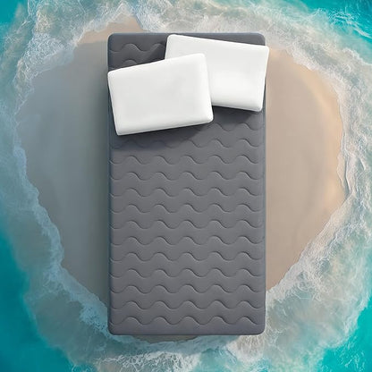 Sleep Zone Cooling Mattress Protector Twin XL, Waterproof Bedding Pad for Hot Sleepers, Soft & Breathable Mattress Topper, Deep Pocket Mattress Cover，Hotel Quality (Dark Gray，Twin XL)