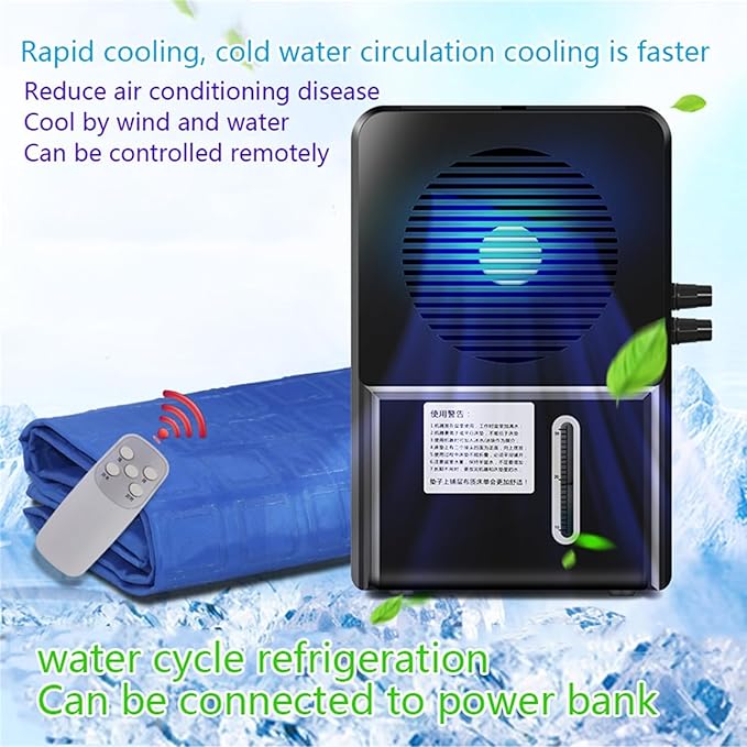 Summer Water Cooling Mattress Pad, Bed Cooling System with Air Conditioner and Remote Control, Keeps Sleepers Cool, PVC Sleeping Ice Pad for Bed & Sofa,160×70cm