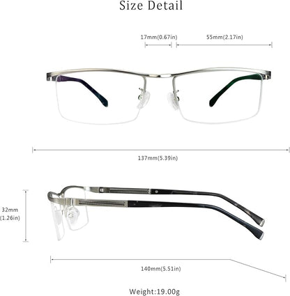 LifeArt Blue Light Blocking Glasses, Anti Eyestrain, Computer Reading Glasses, Gaming Glasses, TV Glasses for Women Men, Stylish Unisex Alloy Square Frame (Silver, +2.00 Magnification)