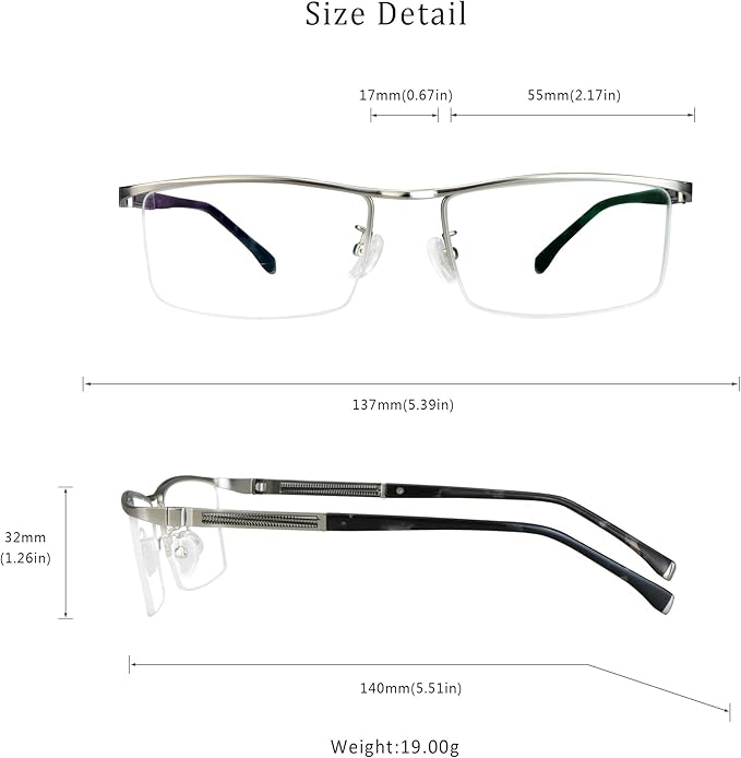 LifeArt Blue Light Blocking Glasses, Anti Eyestrain, Computer Reading Glasses, Gaming Glasses, TV Glasses for Women Men, Stylish Unisex Alloy Square Frame (Silver, +3.25 Magnification)