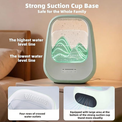 8-in-1 White Noise Sound Machine with Waterfall Design Essential Oil Diffuser Rain Sound Machine with Humidifier, Night Light, Help Stress Relief for Bedroom Office Decor Gift, Green