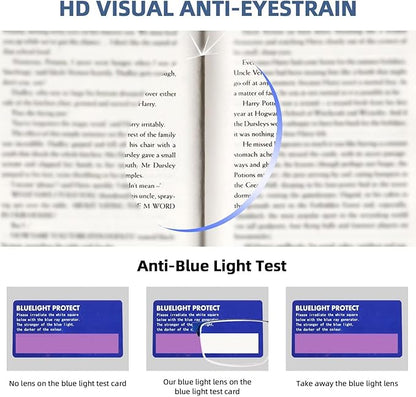 FONHCOO Reading Glasses for Women Men, Blue Light Blocking Reading Glasses Metal Half Frame Computer Readers Anti UV/Glare
