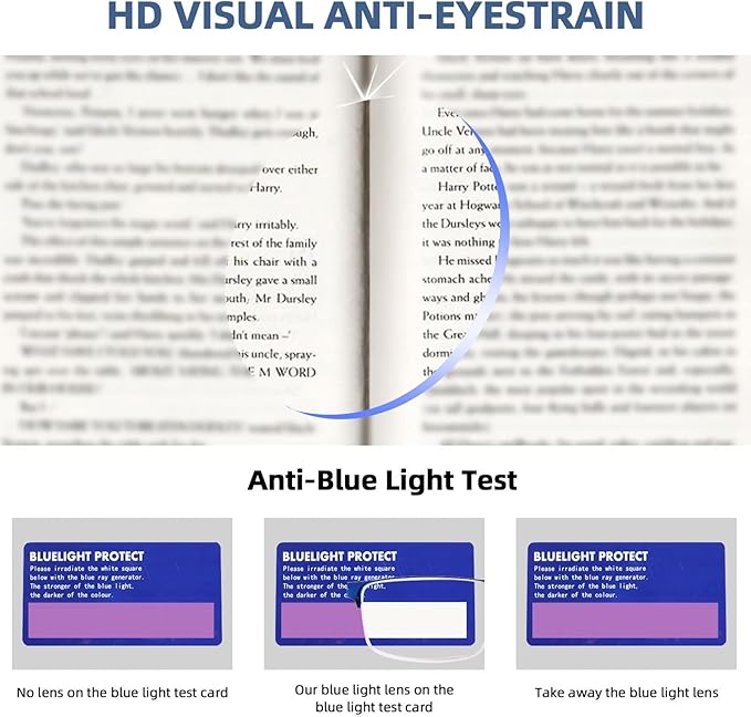 FONHCOO Reading Glasses for Women Men, Blue Light Blocking Reading Glasses Metal Half Frame Computer Readers Anti UV/Glare