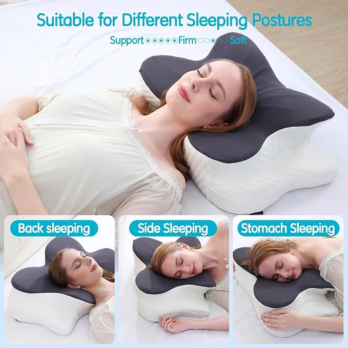 Cervical Pillow for Neck Pain Relief, Contour Memory Foam Pillows, Adjustable Orthopedic Pillow with Cooling Pillowcase for Side, Back, Stomach Sleepers, Ergonomic Neck and Shoulder Support