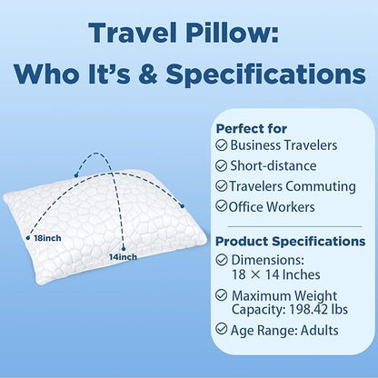 Cooling Pillow Camping Size 1 Pack, Adjustable Bed Pillows for Sleeping, Small Shredded Memory Foam Pillow for Backpacking Hiking, Airplane, Medium Firm Camping Travel Pillow with Washable Cover