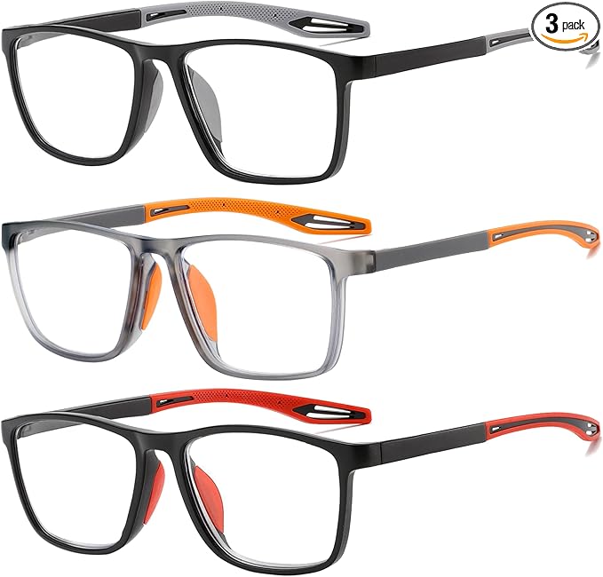 Reading Glasses for Men Sporty Design TR90 Blue Light Blocking Reader Comfortable and Flexible Lightweight +1.25