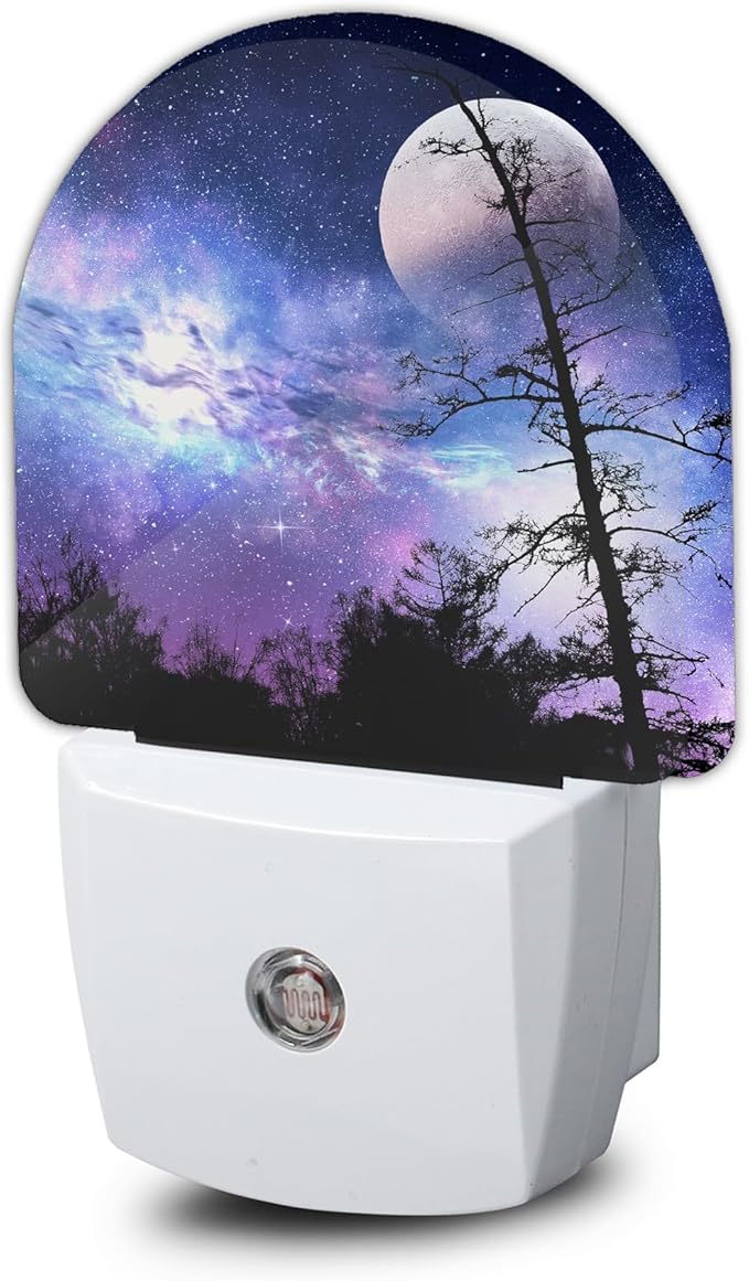 Starry Sky Night Light, Moon Night Light Plug into Wall with Dusk to Dawn Sensor, LED Lamp Energy Saving Lights for Men Women Boys Girls,Lamp for Bedroom Bathroom Hallway