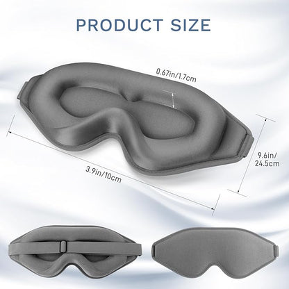 FlyCoco 99% Fully Block Out Light Eye Sleep Mask, 3D Deep Contoured Eyes Cover Zero Pressure, Long Lash Extension Eyes Mask with Adjustable Straps for Sleeping Travel Home Nap Rest Women Men (Grey)