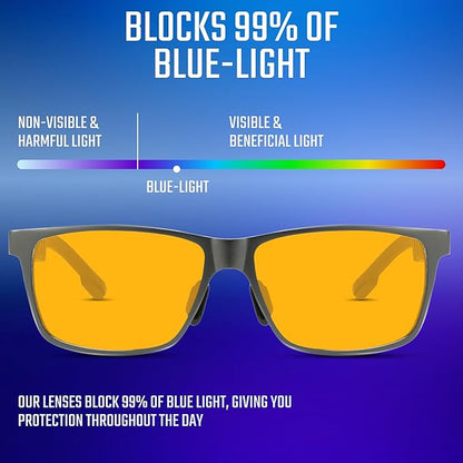 Carbon Blue Light Blocking Glasses Men for Computer, Gaming, Metal Frame Green Light Protection Night Driving Glasses for Man