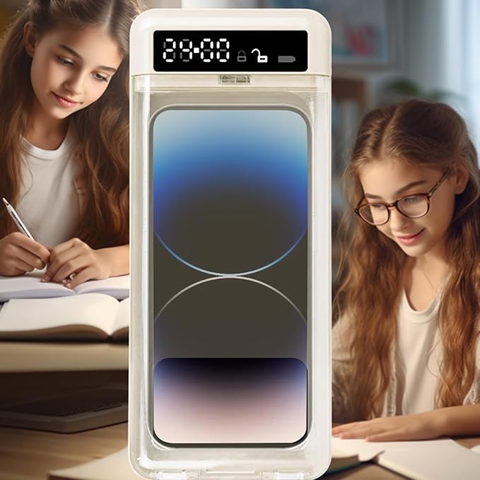Portable Smart Auto Phone Timer Lock Box - Portable Phone Lock Box With Timer 99 Hours, 30 Days Battery, Self Control TimerLocker For Helping Kids Students Focus Back, MobilePhone Addiction Control