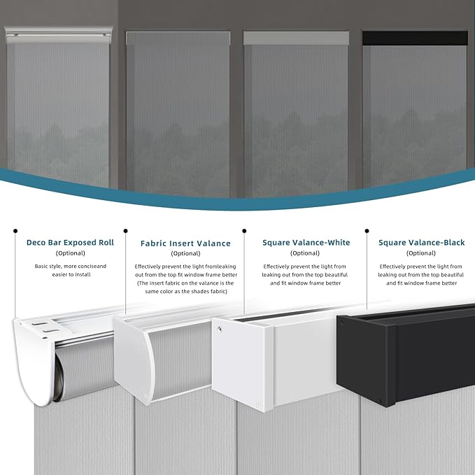 Motorized Blinds Compatible with Alexa,Google Asssitant,Homekit Over Thead,5% Openness Solar Shades for Window, Smart Shades with Remote, APP/Voice Control,Custom Size,Aventus White Grey