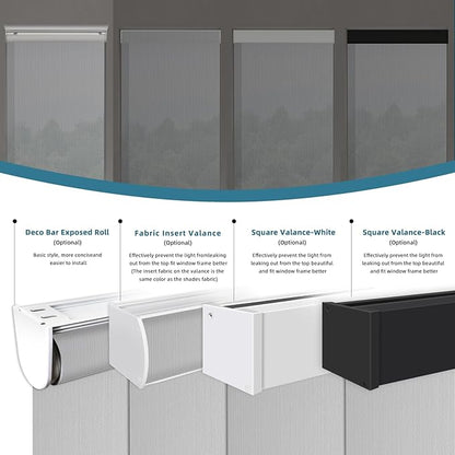 Motorized Blinds Compatible with Alexa,Google Asssitant,Homekit Over Thead,5% Openness Solar Shades for Window, Smart Shades with Remote, APP/Voice Control,Custom Size,Aventus White Grey