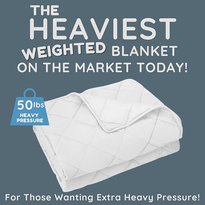 Homesmart 50 lbs Weighted Blanket King Size, Heaviest Weighted Blanket, Breathable Soft Fabric, 50 Pounds, White