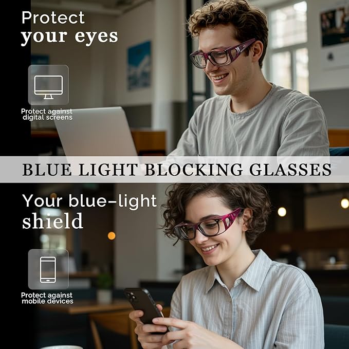 LVIOE Fit Over Blue Light Blocking Glasses and Computer Eyewear- Wear Over Prescription Glasses/Reading Glasses/RX Glasses