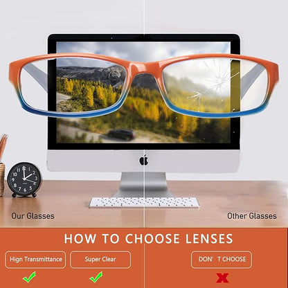 Kerecsen Computer Reading Glasses for Women Blue Light Blocking Glasses for Reading Fashion Pattern Print Eyeglasses for Womens(Mix Color -5, 1.00)