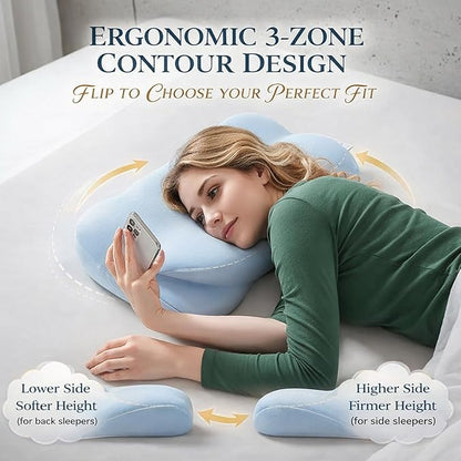 Cloud Pillow - Ergonomic Memory Sleep Cloud Pillow, 2026 New Adjustable Neck Support Pillows with Cooling Breathable Cover for Adults, Back & Stomach Sleepers (White)