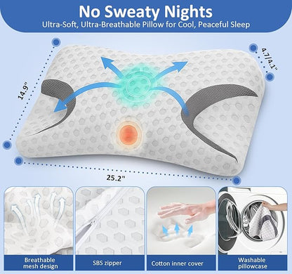 IKSTAR CPAP Pillow for Side Sleeper, Sleep Apnea Pillow for Sleeping, CPAP Nasal Pillows Suit for All CPAP Masks User, Cervical Memory Foam Neck Support Pillow Relief Neck Pain for Side Back Sleepers