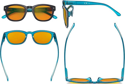 Eyekepper Blue Light Blocking Reading Glasses with Orange Tinted Filter Lens for Sleeping - Anti Blue Ray Computer Readers - Black-Blue +2.50