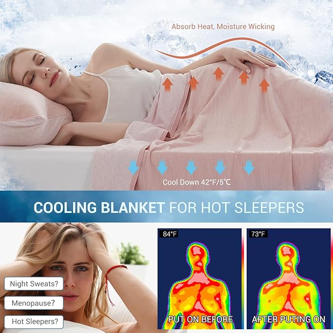 Marchpower Arc-Chill Cooling Blanket for Hot Sleepers Queen Size, Double-Sided Design Japanese Cooling Fiber Absorbs Body Heat, Lightweight Soft Cold Blanket for Summer Sleeping Bed
