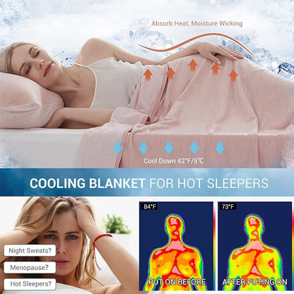 Marchpower Arc-Chill Cooling Blanket for Hot Sleepers Queen Size, Double-Sided Design Japanese Cooling Fiber Absorbs Body Heat, Lightweight Soft Cold Blanket for Summer Sleeping Bed