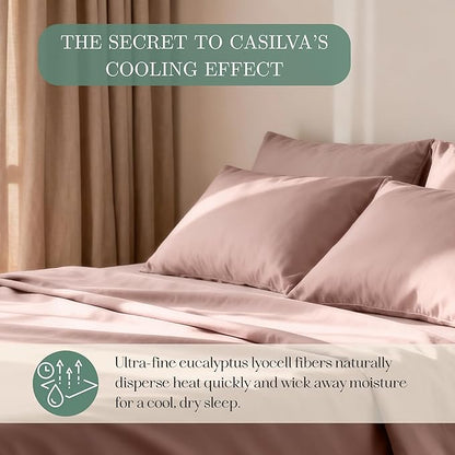 Eucalyptus Sheets - Infused with Silver for Anti-Odor, Softer Than Silk Fibers, More Cooling Than Cotton - Perfect for Hot Sleepers & Sensitive Skin - 100% Tencel Lyocell - Cali-King Sheet Set