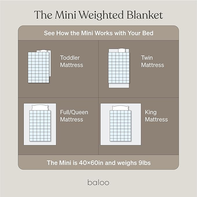 Baloo Weighted Blanket for Kids and Adults (Indigo - 9lbs 40"x60" - Mini Size) | Cooling & 100% Cotton Material | Machine Washable & Dryer Safe | with Glass Microbead Fill