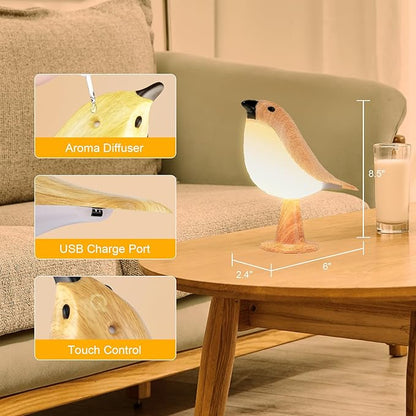 Cute Bird Table Lamp, Touch Control Bedside Lamp, Brid Night Light, Cordless Small Desk Lamps Battery Operated Nightstand Lamp, 3-Way Dimmable Light, Rechargeable, Desk Decoration