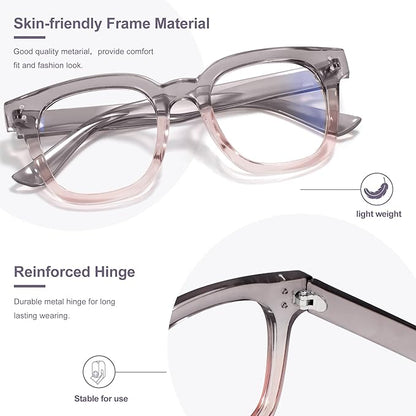 Madison Avenue Oversized Blue Light Blocking Glasses for Women Fashion Blue Light Blockers Anti Eyestrain & UV Protection Computer Eyeglasses (Gradient Purple)