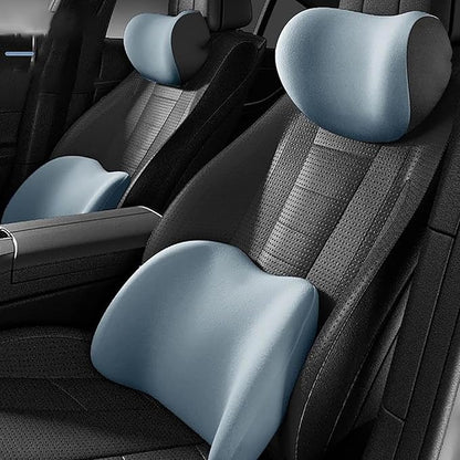 Car Headrest & Lumbar Support Cushion For Subaru XV/Subaru Crosstrek (GT) 2.Gen 2018-2024, Ergonomic Memory Foam Head Rest and Lumbar Pillow Set Breathable Comfortable for Neck Back Pain Relief