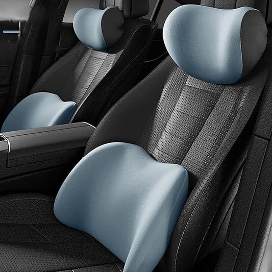 Car Headrest & Lumbar Support Cushion For Subaru XV/Subaru Crosstrek (GT) 2.Gen 2018-2024, Ergonomic Memory Foam Head Rest and Lumbar Pillow Set Breathable Comfortable for Neck Back Pain Relief