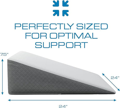 Kolbs Bed Wedge Pillow for Sleep Apnea, FSA Eligible Acid Reflux, and Back Pain Relief, with Chic Jacquard Cover - Headboard Wedges for Sleeping (Standard Width 7.5" Height)
