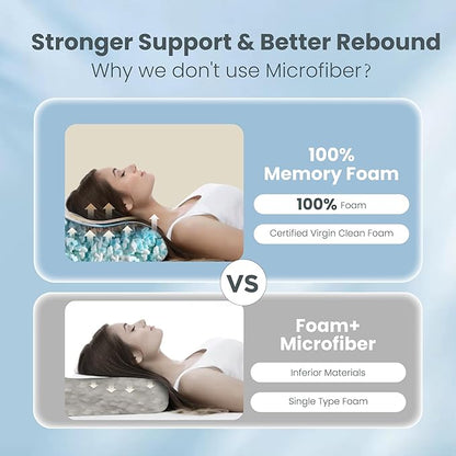 Sophia & William Side Sleeper Pillow Shredded Memory Foam Pillow for Neck and Shoulder Pain Relief Cooling Adjustable Pillows for Sleeping, Double-Sided Pillowcase, Standard Size