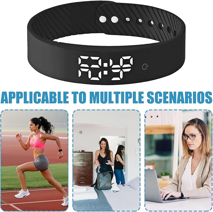 Wrist Alarm Clock,Smart Vibrating Clock Wristband | Pill Reminder with 3 Alarms | for Kids Adults Men Women Teens Elderly Bed Bedroom Travel Dorm Fitness Medication