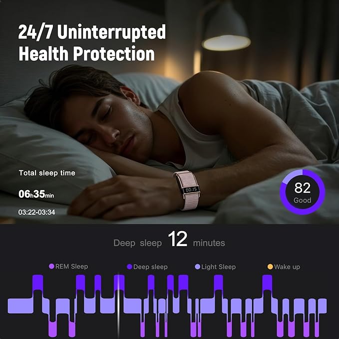 Fitness Trackers Smart Wristband With Hidden Screen(Wrist-Raise Screen Activation)Activity & Sleep Tracker with Heart Rate/HRV/Blood Oxygen, Vibration Alerts, Free APP (Rose Gold, Universal Size)
