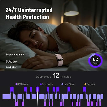 Fitness Trackers Smart Wristband With Hidden Screen(Wrist-Raise Screen Activation)Activity & Sleep Tracker with Heart Rate/HRV/Blood Oxygen, Vibration Alerts, Free APP (Rose Gold, Universal Size)